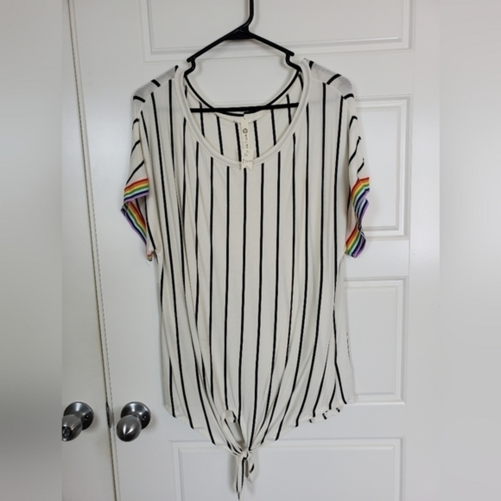 Boutique top Rainbow color Sleeves